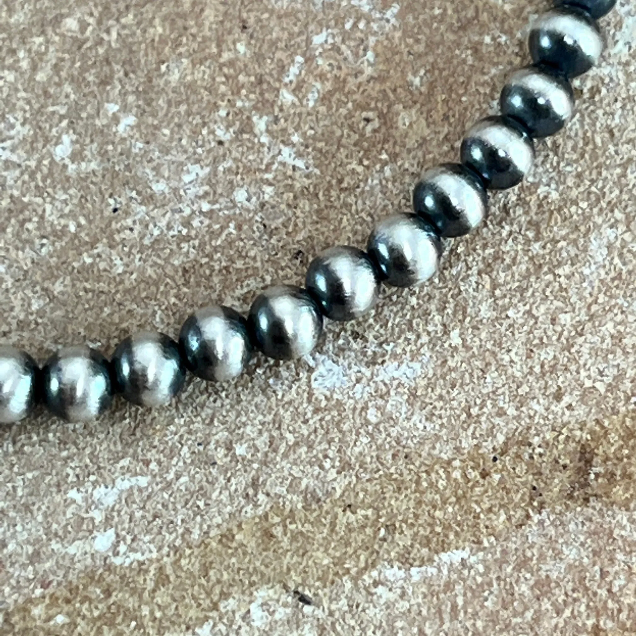 18" Single Strand Oxidized Sterling Silver Beaded Necklace 4 mm