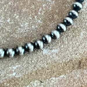 18" Single Strand Oxidized Sterling Silver Beaded Necklace 4 mm