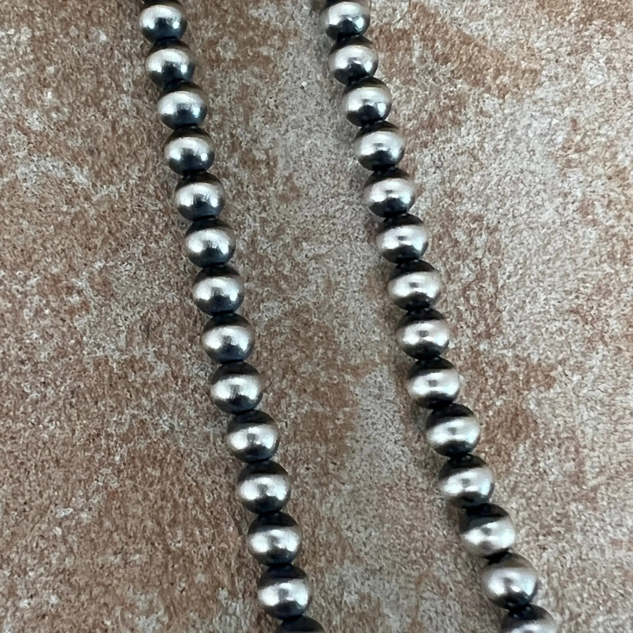 18" Single Strand Oxidized Sterling Silver Beaded Necklace 4 mm