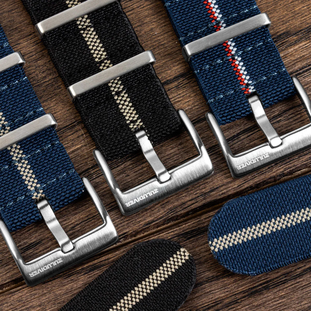 1973 British Military Watch Strap: AIRBORNE Elastic - Black / Sand