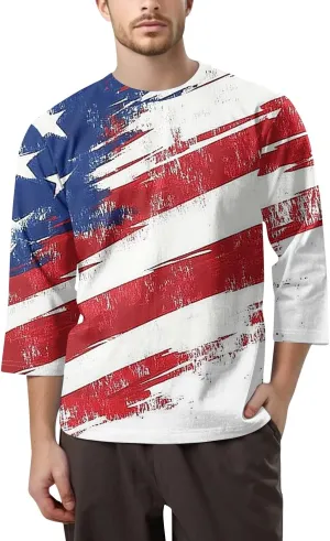 4th of July Shirts Men Slim Fit & Comfortable Flag Graphic Summer Short Sleeve 2025