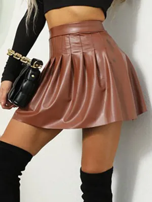 A-Line High Waisted Pleated Solid Color Split-Joint Skirts