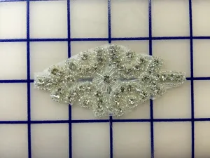 Applique - Silver/Crystal Beaded Iron-On Close-Out
