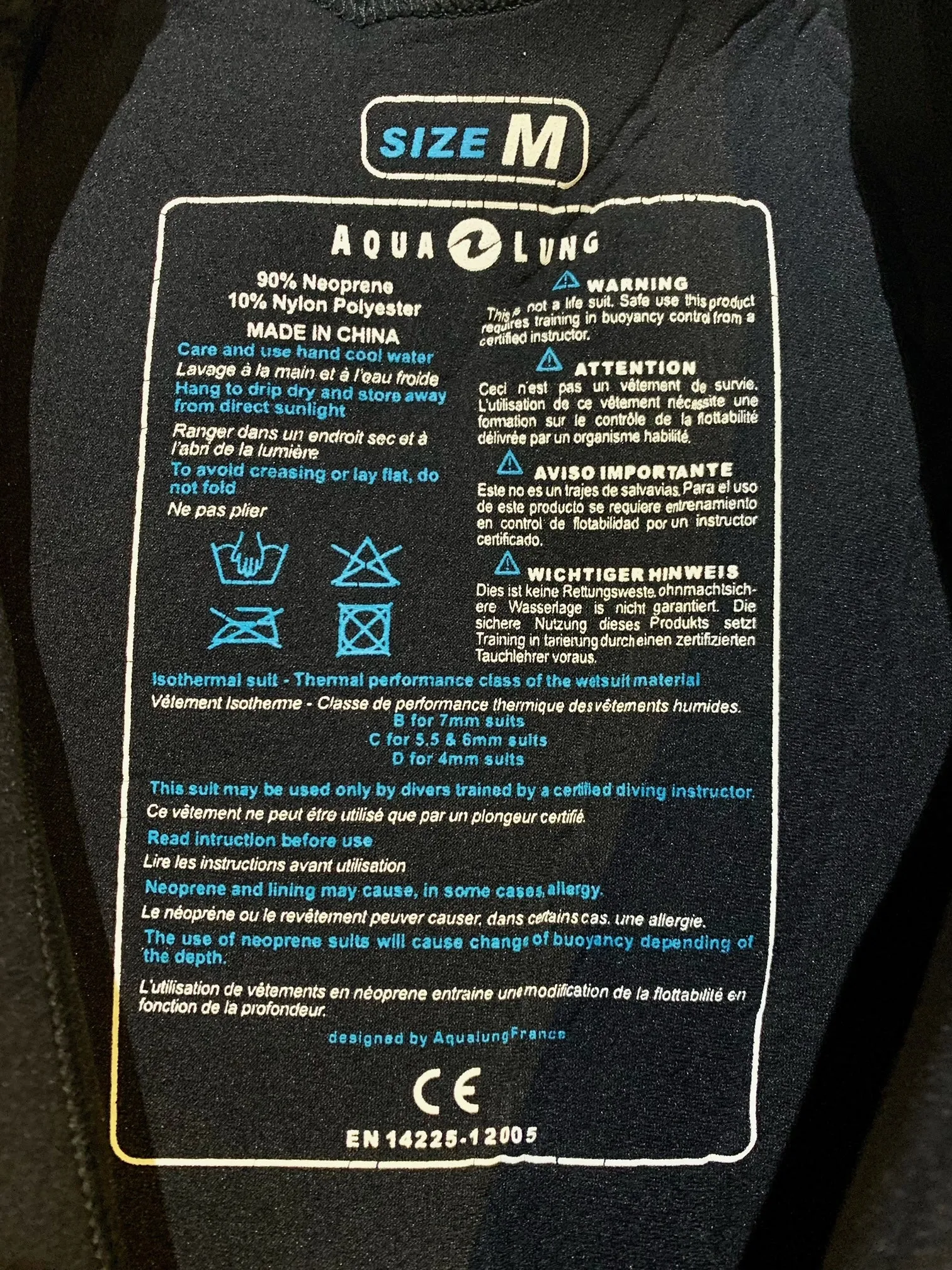 Aqua Lung Wetsuit with Hood 6.5mm High Density Ladies - Size M Pre-owned