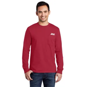 Artcraft 2XL Sizes Unisex Long Sleeve Red Pocket T-Shirt