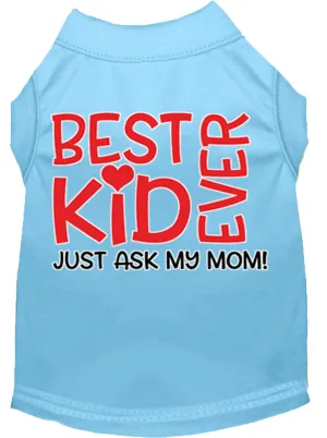 Ask My Parents Screen Print Dog Shirt Baby Blue Med