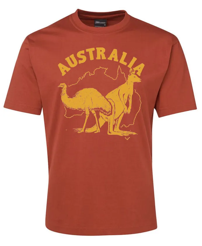 Australia Kangaroo & Emu Adults T-Shirt (Various Colours)