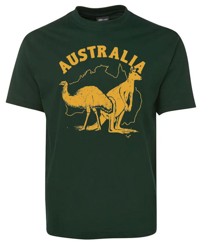 Australia Kangaroo & Emu Adults T-Shirt (Various Colours)