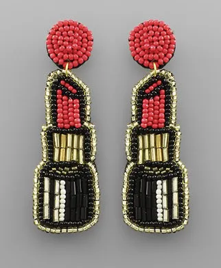 Beaded Lipstick Earrings