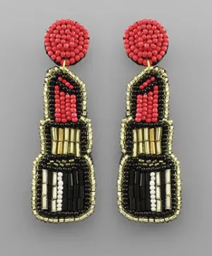 Beaded Lipstick Earrings