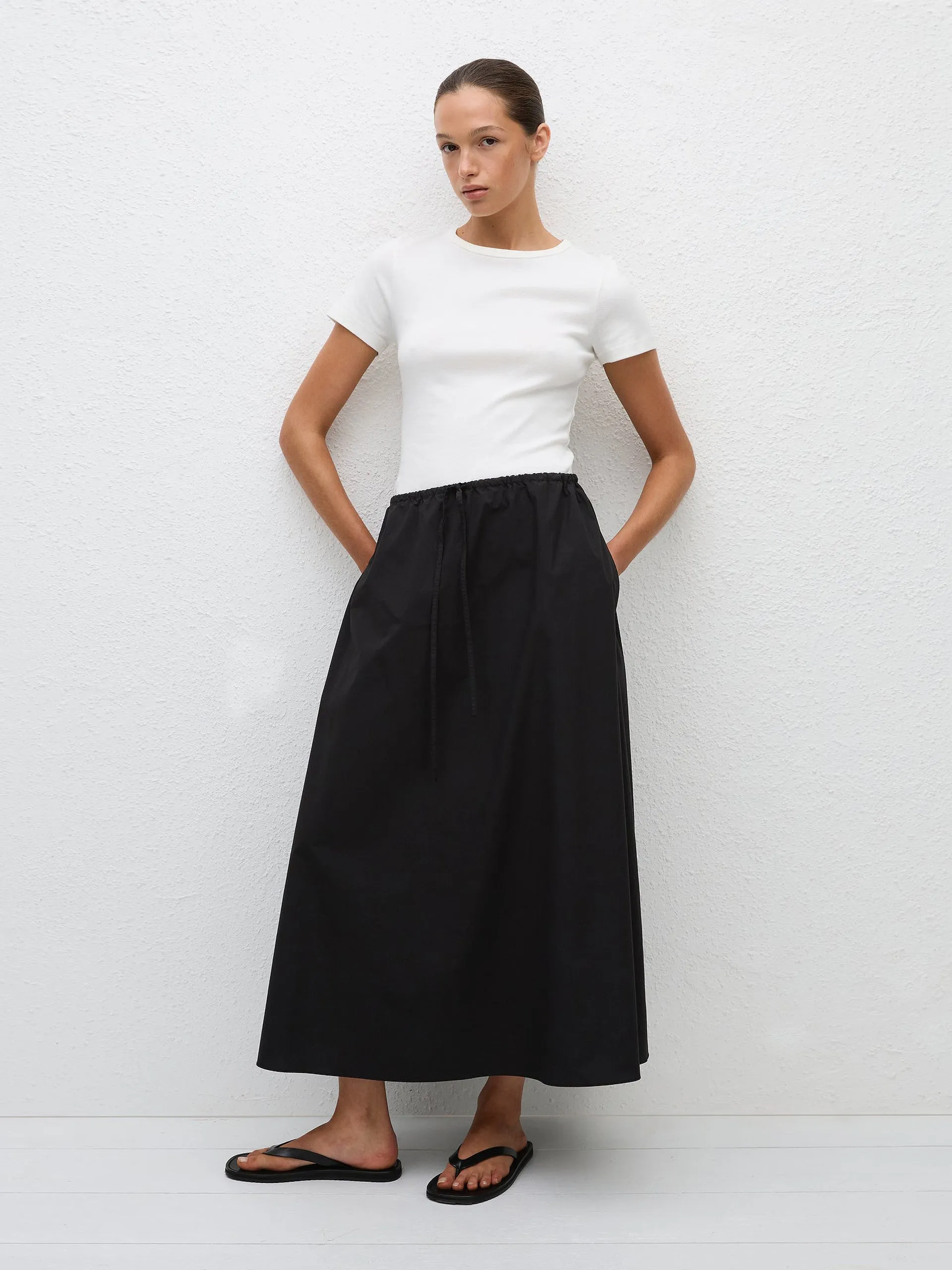 Black drawcord skirt
