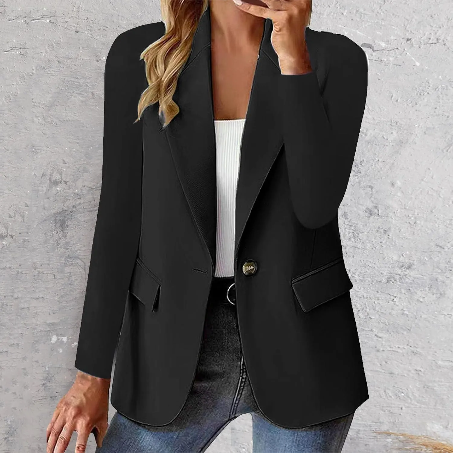Blazers for Women 2025 Summer Open Front Long Sleeve Slim Fit Suit Jackets Lightweight Office Business Casual Jackets