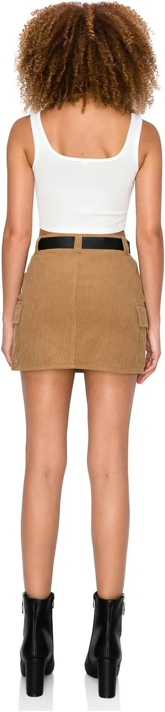 Cali1850 Womens Cargo Mini Skirts  Belted Casual Stylish Skirts with Pockets