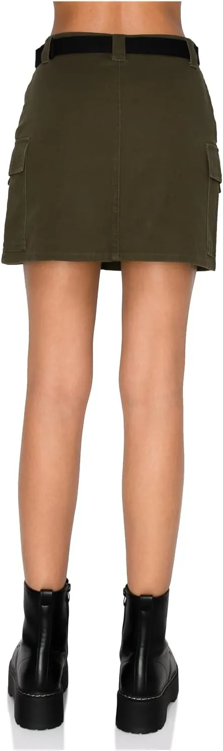 Cali1850 Womens Cargo Mini Skirts  Belted Casual Stylish Skirts with Pockets