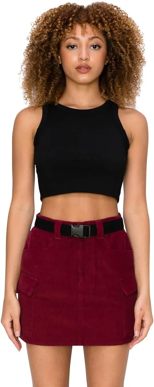 Cali1850 Womens Cargo Mini Skirts  Belted Casual Stylish Skirts with Pockets