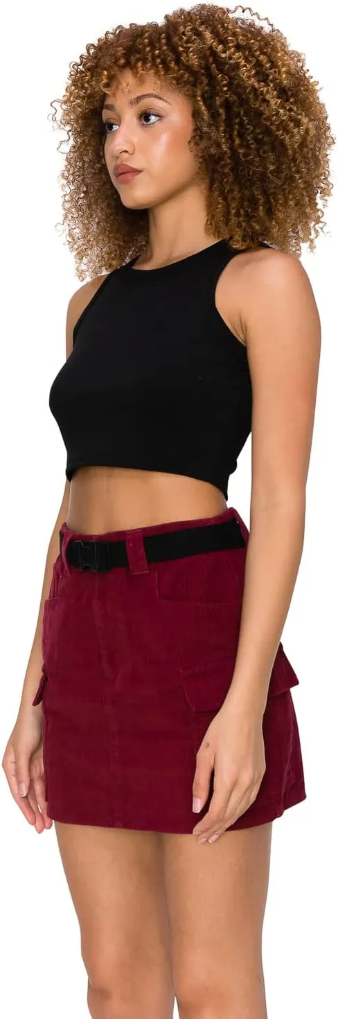 Cali1850 Womens Cargo Mini Skirts  Belted Casual Stylish Skirts with Pockets