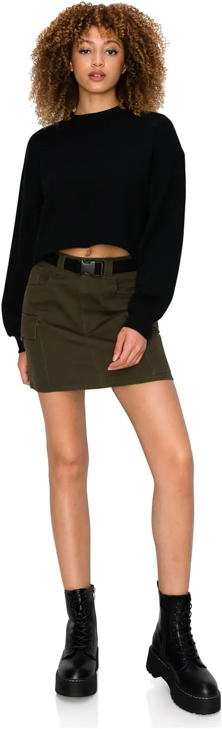Cali1850 Womens Cargo Mini Skirts  Belted Casual Stylish Skirts with Pockets