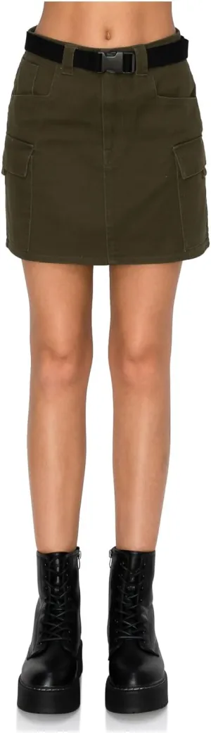 Cali1850 Womens Cargo Mini Skirts  Belted Casual Stylish Skirts with Pockets