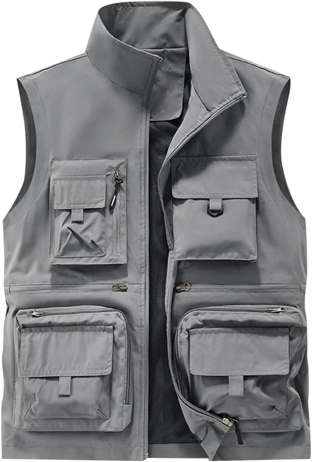 Cambkatl Men's Lightweight Utility Fishing Vest Outdoor Work Safari Travel Photo Casual Sleeveless Cargo Jacket Multi Pockets