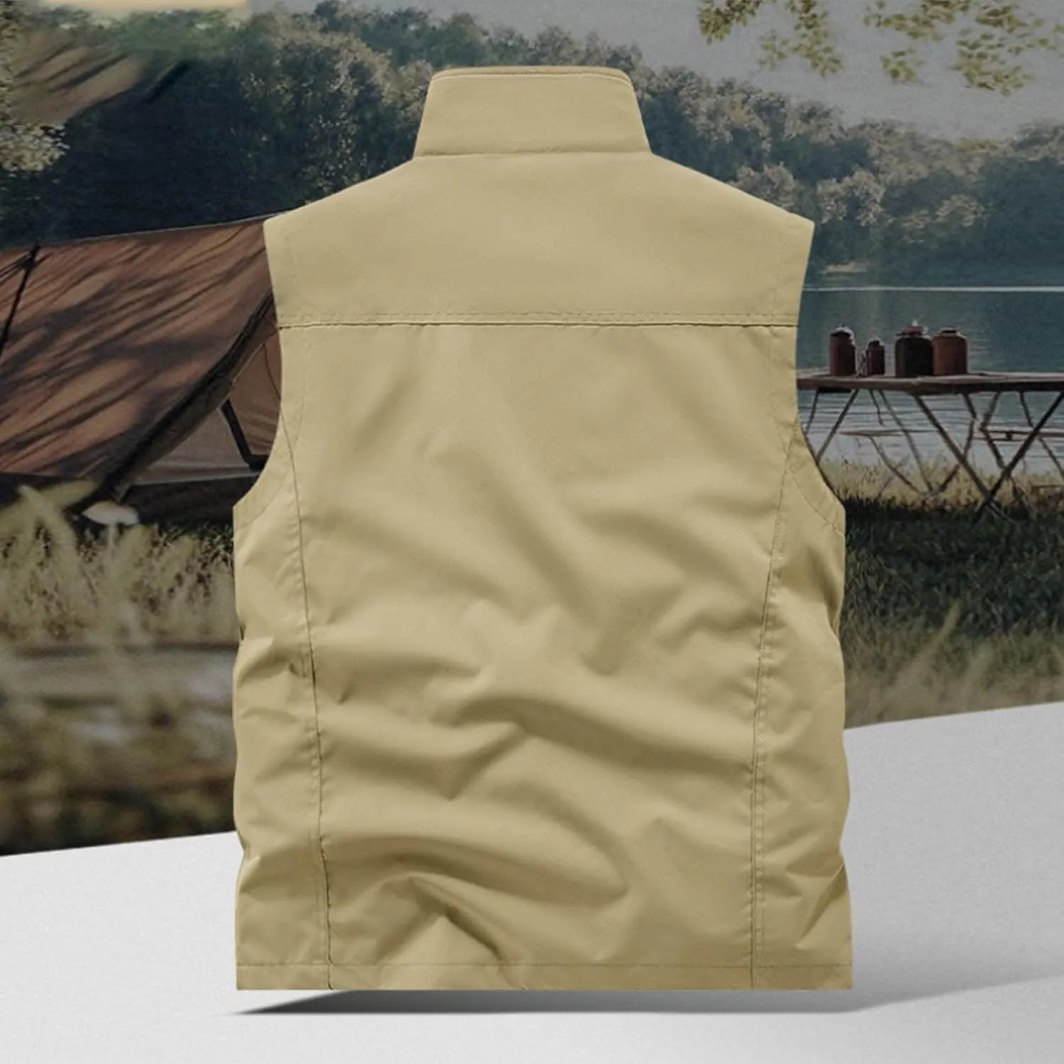 Cambkatl Men's Lightweight Utility Fishing Vest Outdoor Work Safari Travel Photo Casual Sleeveless Cargo Jacket Multi Pockets