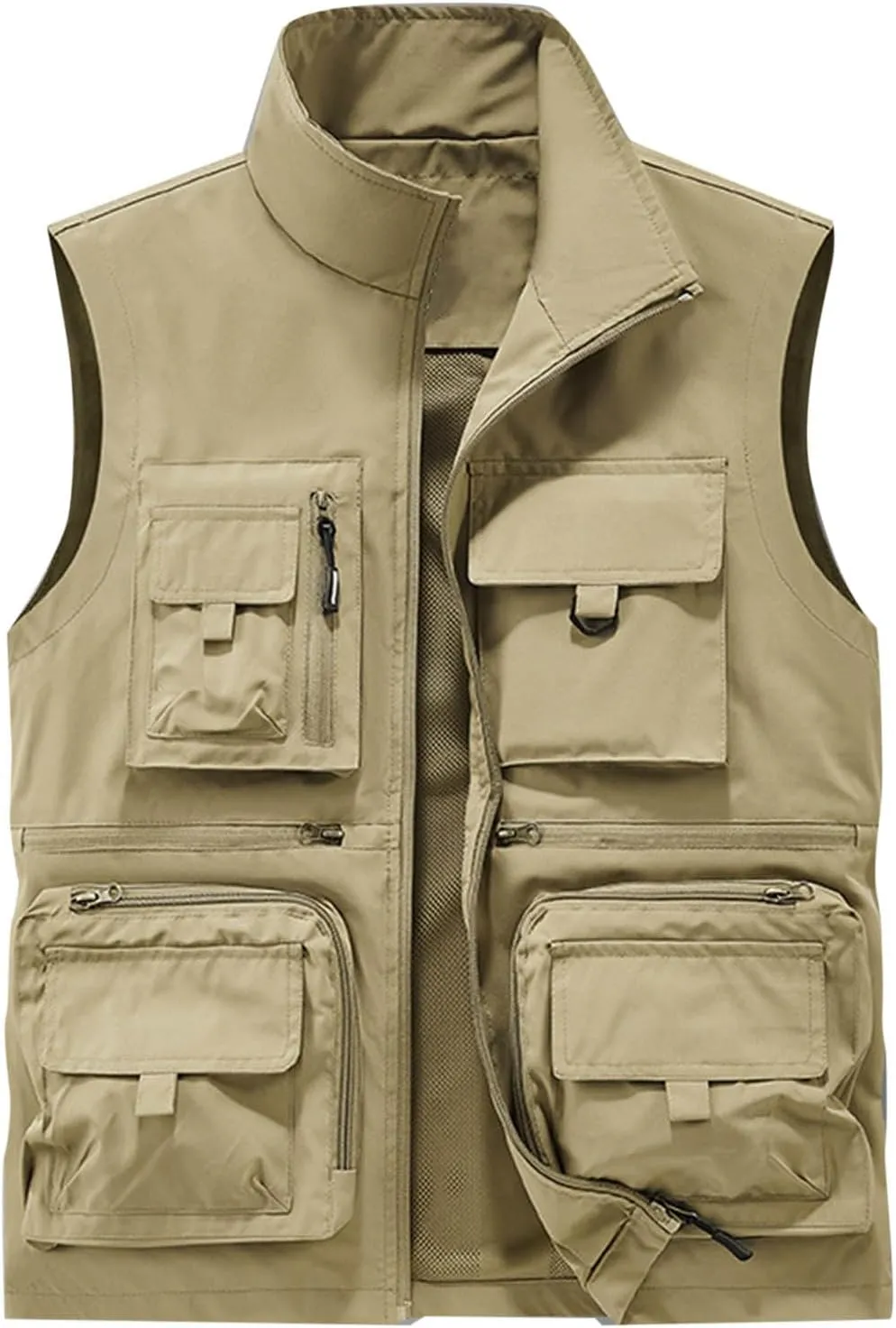 Cambkatl Men's Lightweight Utility Fishing Vest Outdoor Work Safari Travel Photo Casual Sleeveless Cargo Jacket Multi Pockets