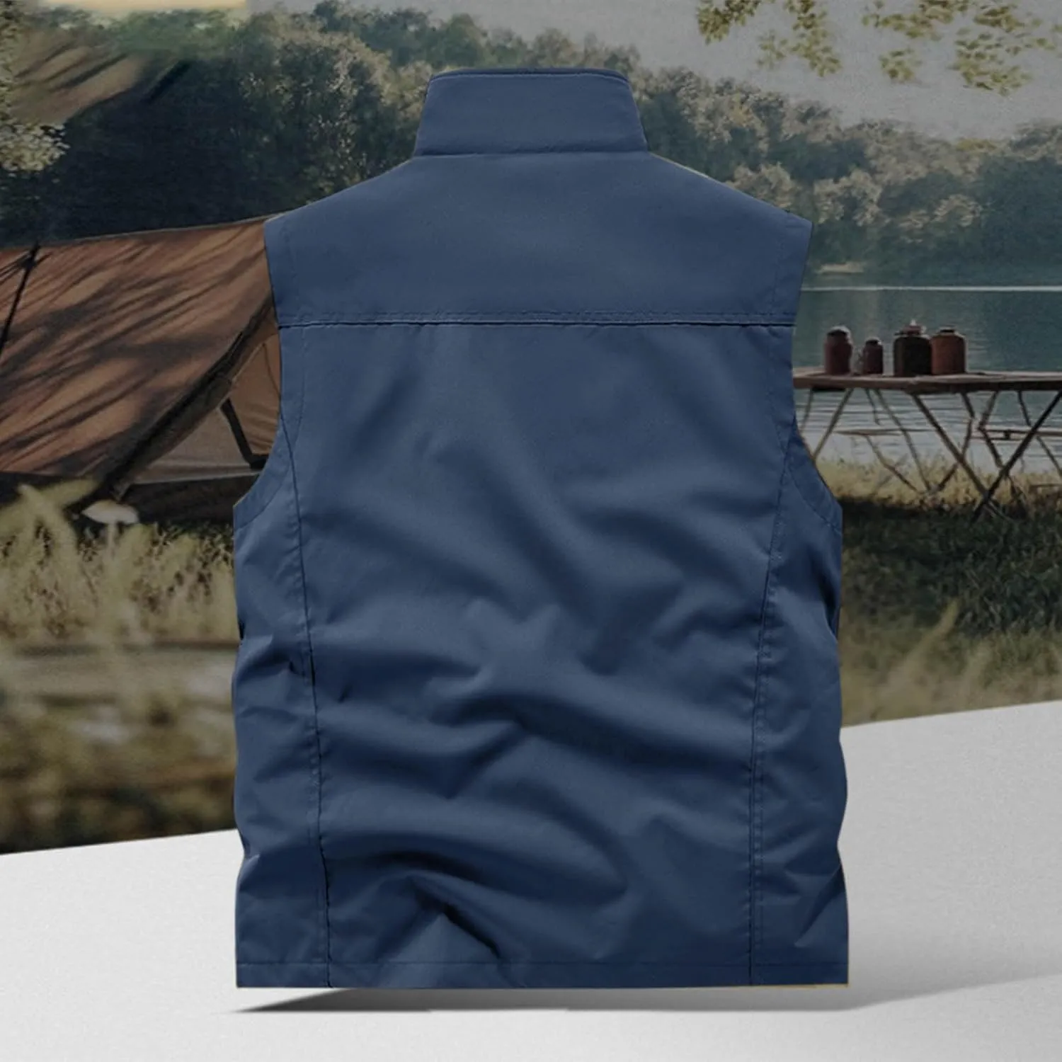 Cambkatl Men's Lightweight Utility Fishing Vest Outdoor Work Safari Travel Photo Casual Sleeveless Cargo Jacket Multi Pockets