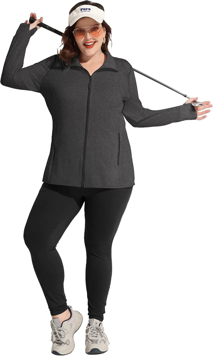 COOTRY Women's Plus Size Athletic Jackets Zip Up Lightweight Workout Running Track Jackets with Thumb Holes