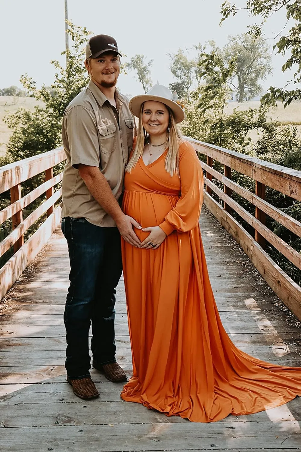 Dedysler Maternity Gowns Long Sleeves Baby Shower Dress for Photoshoot Wrap Split Sweetheart Maxi Photography