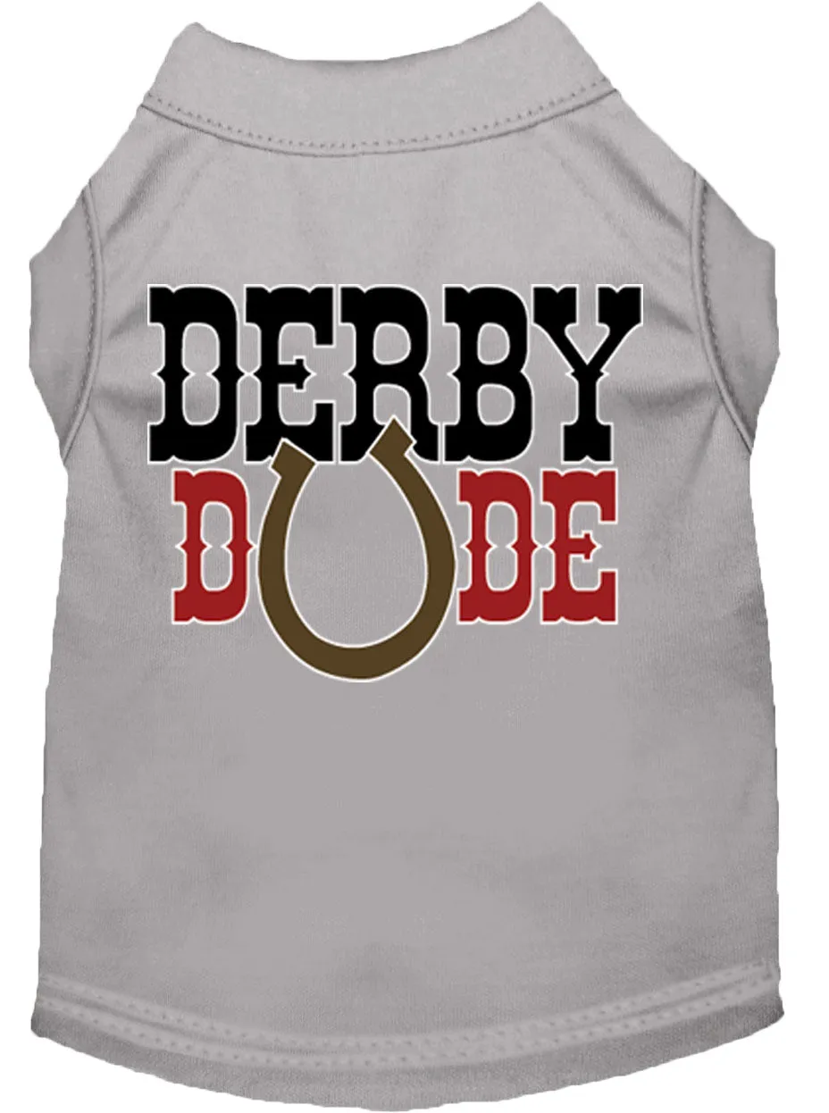Derby Dude Screen Print Dog Shirt Grey Xs