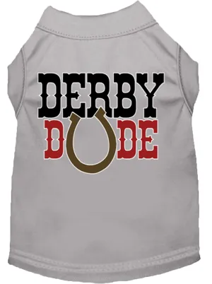 Derby Dude Screen Print Dog Shirt Grey Xs