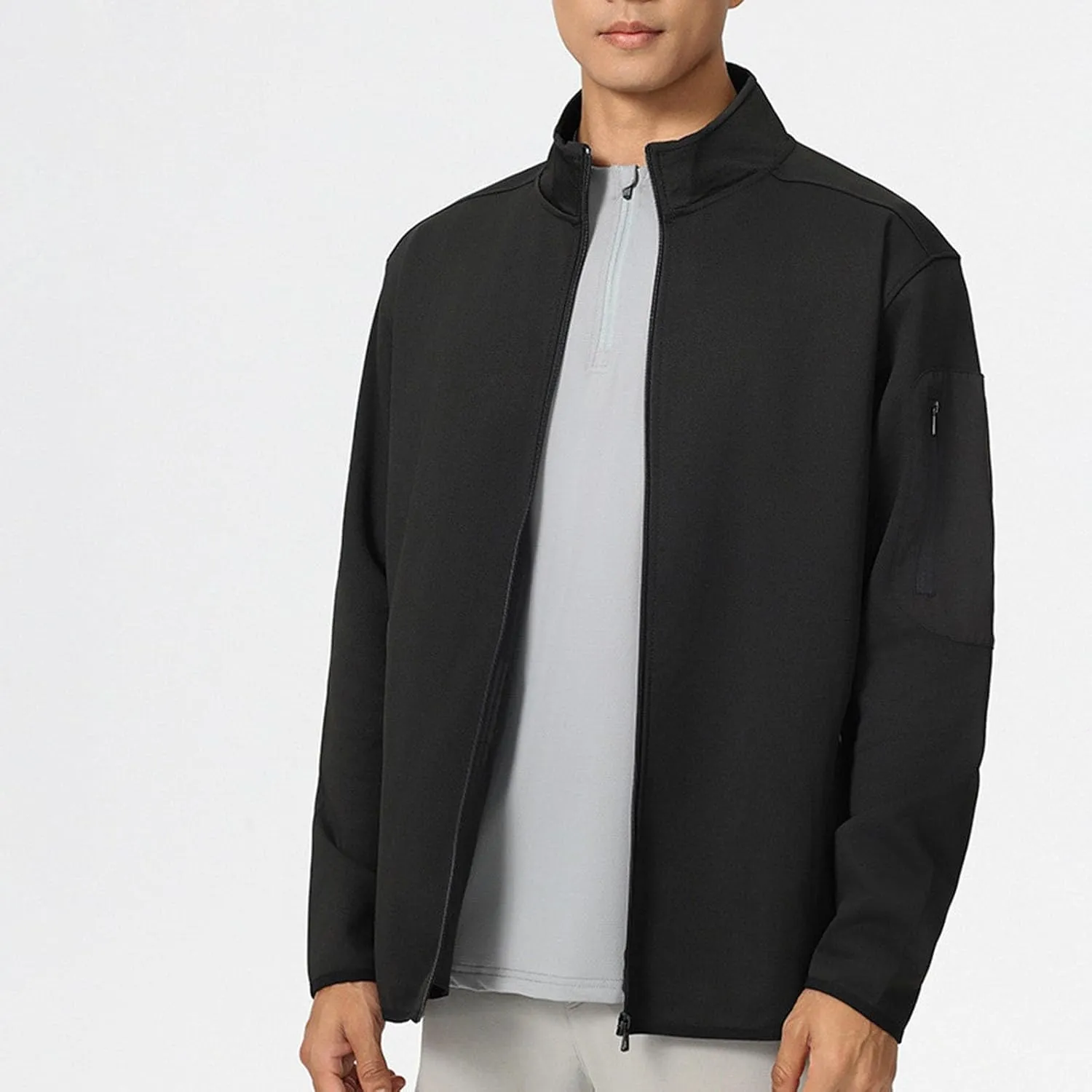 Finelylove Mens Track Jackets Lightweight Zip Up Stand Collar Running Athletic Jacket Active Outwear with Phone Pocket