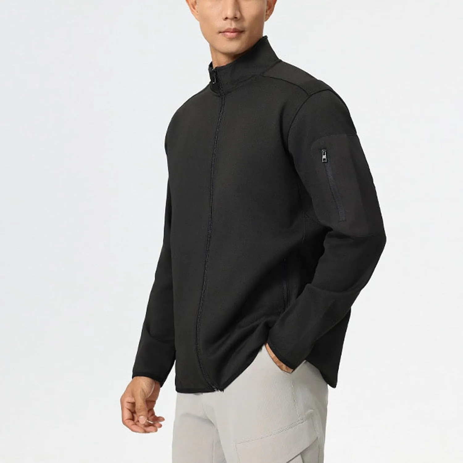 Finelylove Mens Track Jackets Lightweight Zip Up Stand Collar Running Athletic Jacket Active Outwear with Phone Pocket