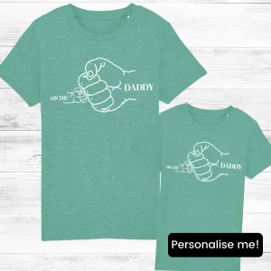 Fist Bump- Personalised Daddy & Kid Matching T-Shirts Heather Green
