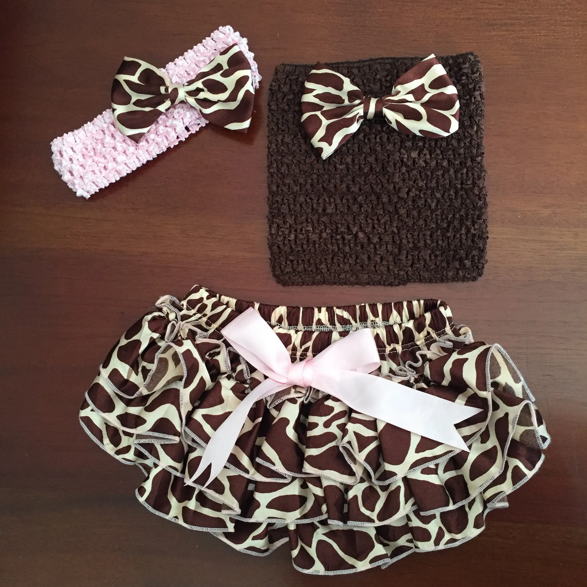 Giraffe Print Satin Ruffle Bum