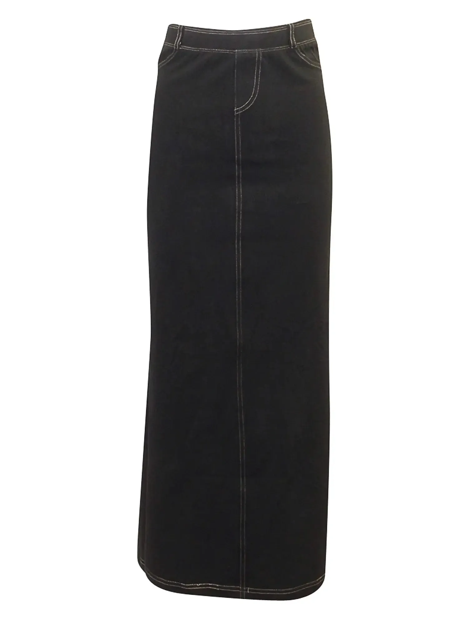 Hard Tail Long Denim Closed Slit Skirt (Style WJ-114)