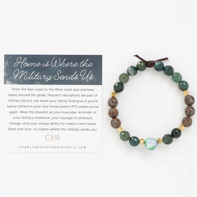 Home is Where the Military Sends Us Bracelet - Green | A Military Tribute Bracelet