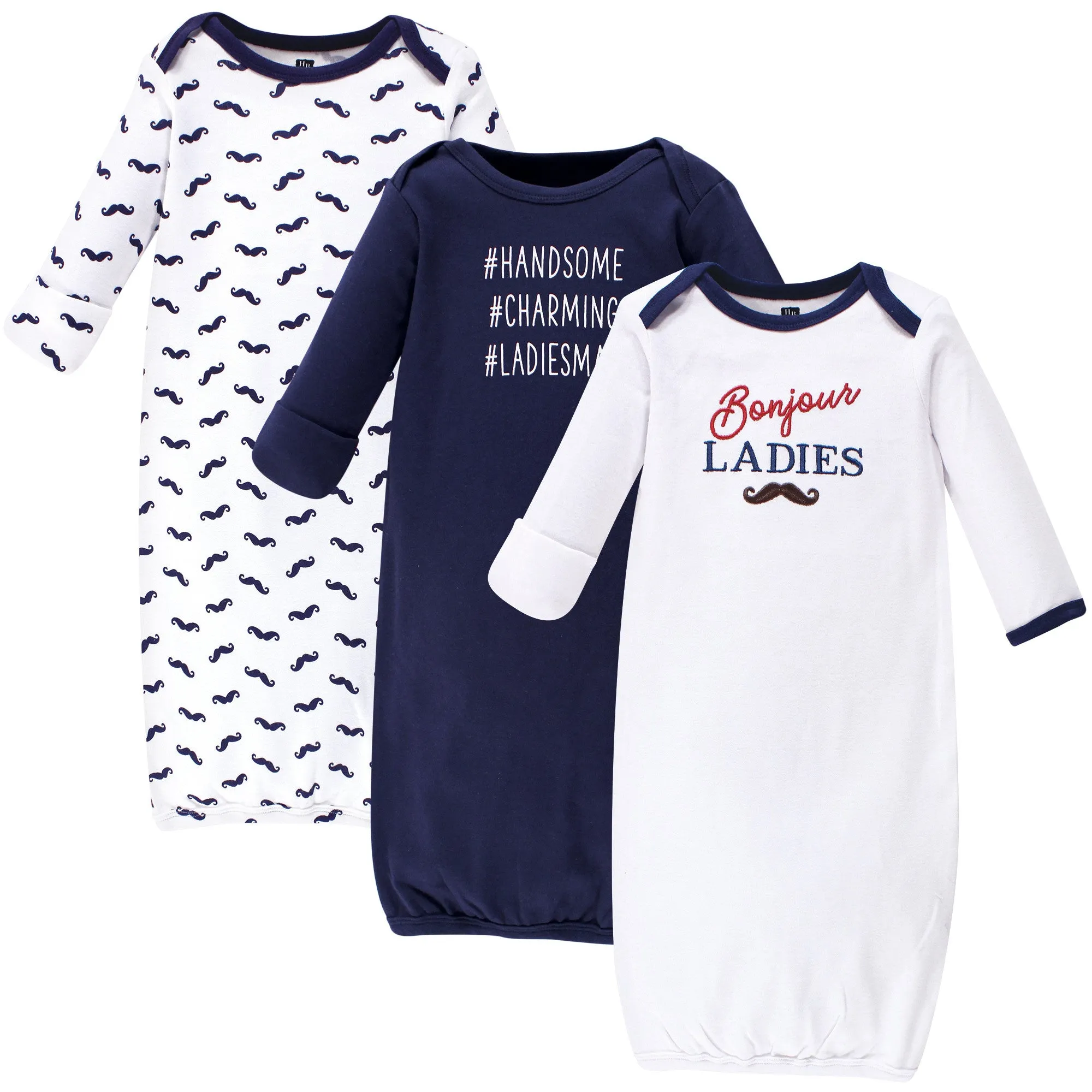 Hudson Baby Cotton Gowns, Bonjour