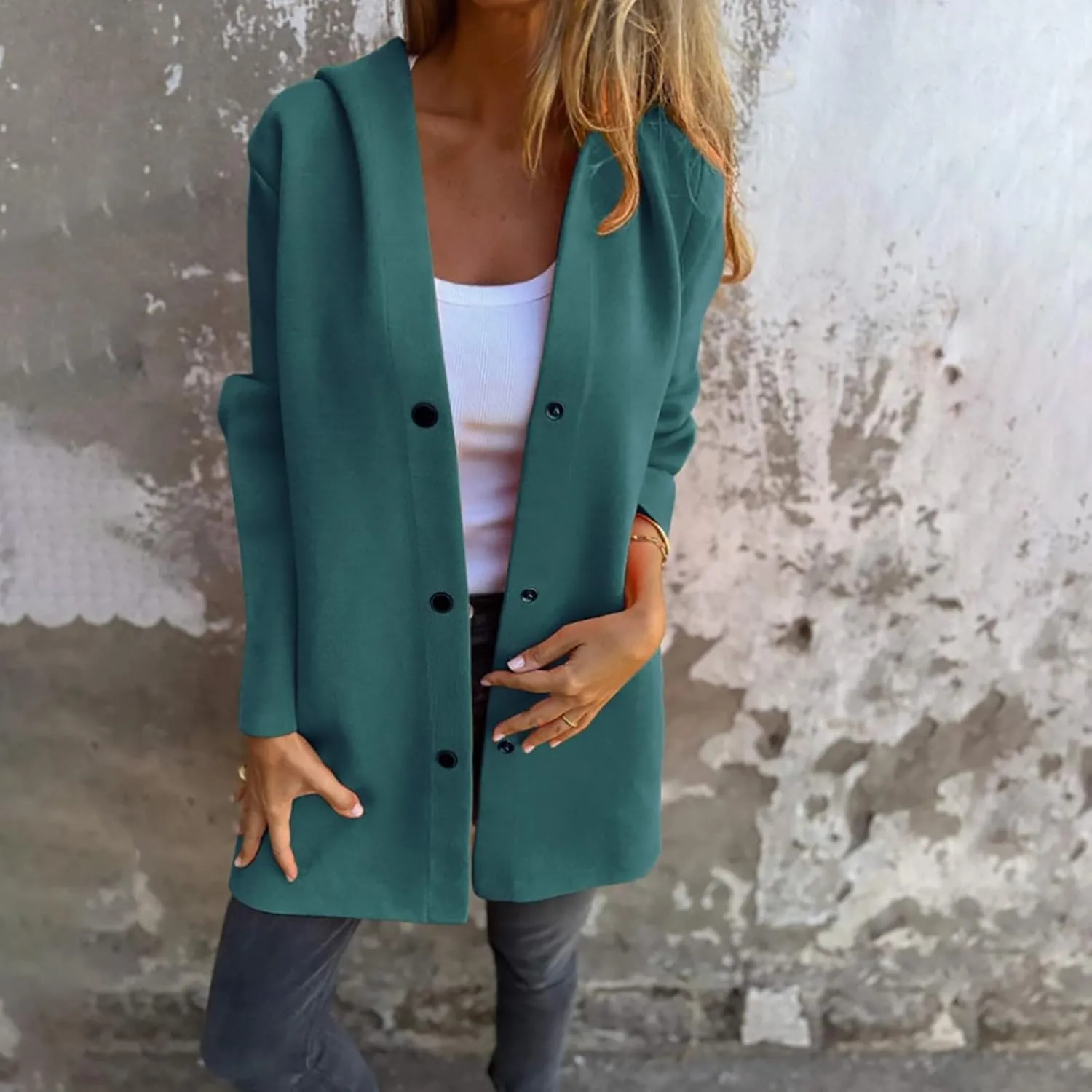 Jackets for Women Casual Single Breasted Hooded Jacket Long Sleeve Trench Coat 2024 Trendy Quilted Shackets