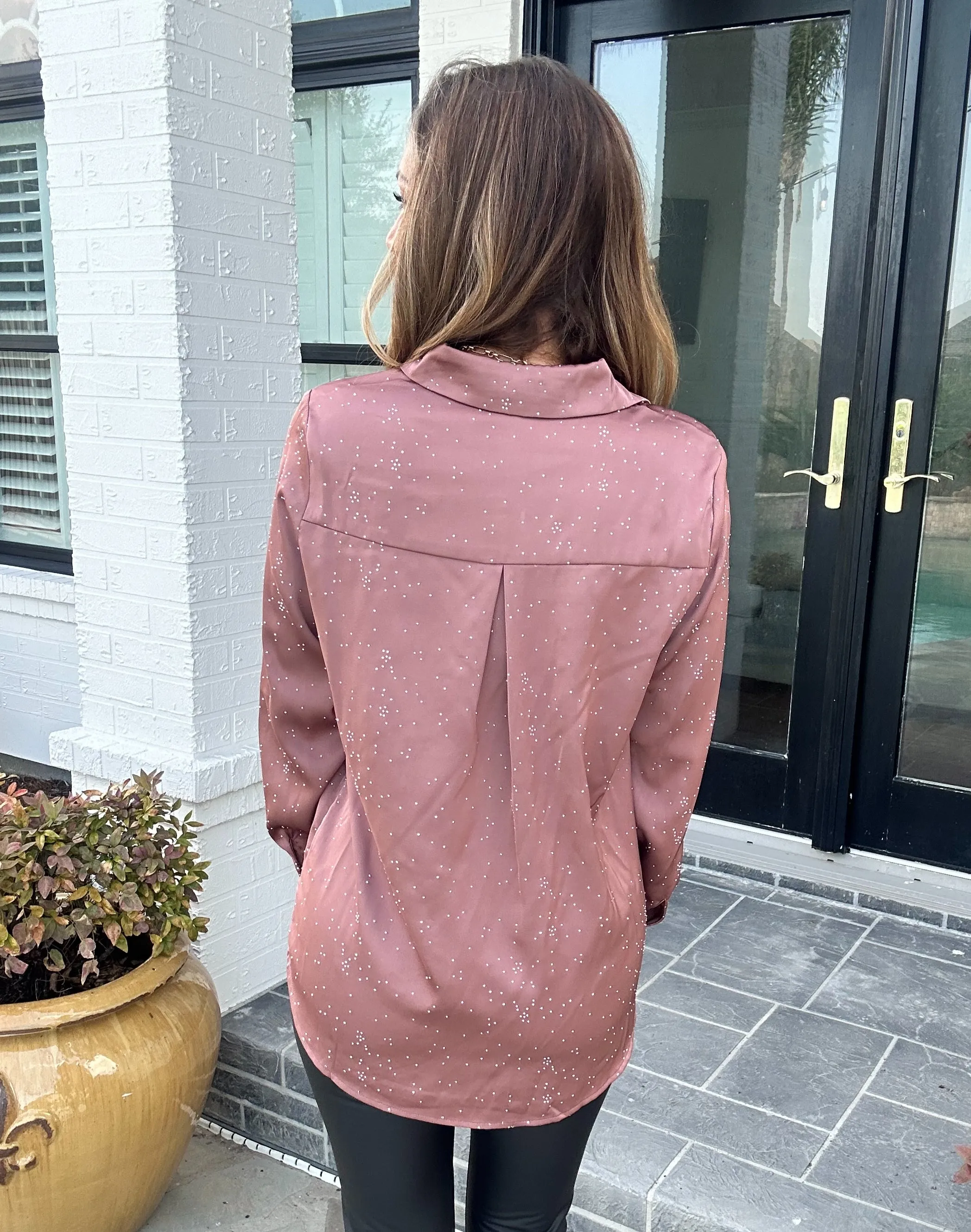 Jersi Hot Fix Button Down Blouse