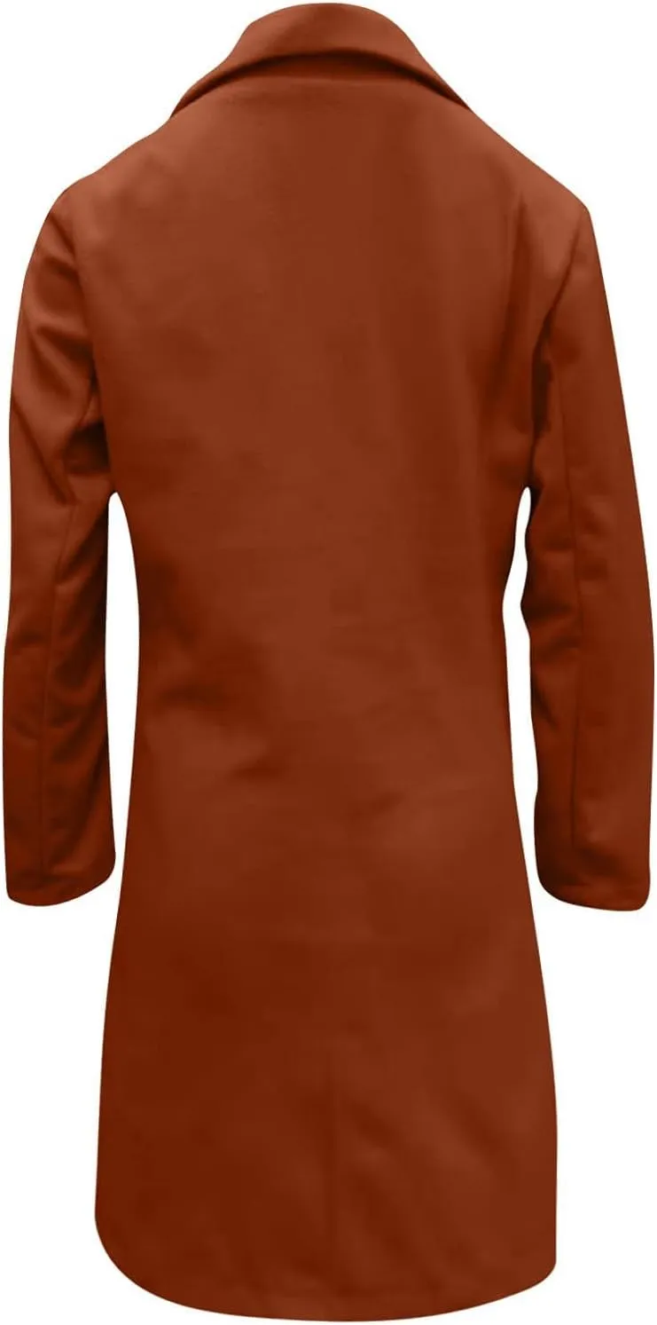 Long Winter Coats for Women Double Breasted Blazer Camel Pea Trench Coats Lapel Workout Jacket Womens Fall Fashion