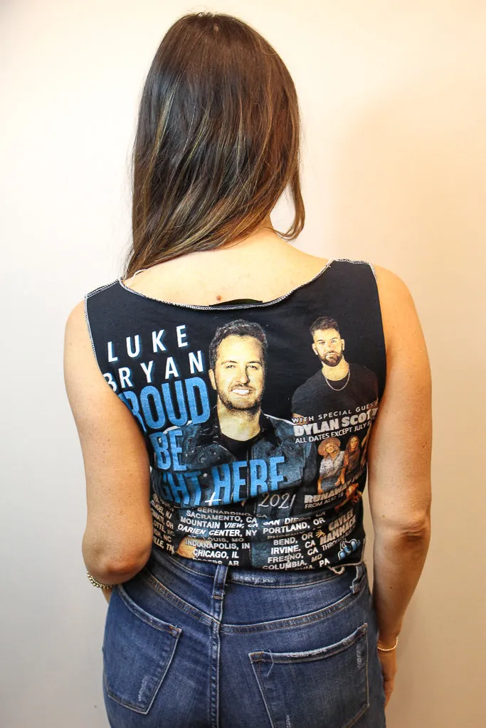 Luke Bryan Scoop Neck Double Stitch Crop