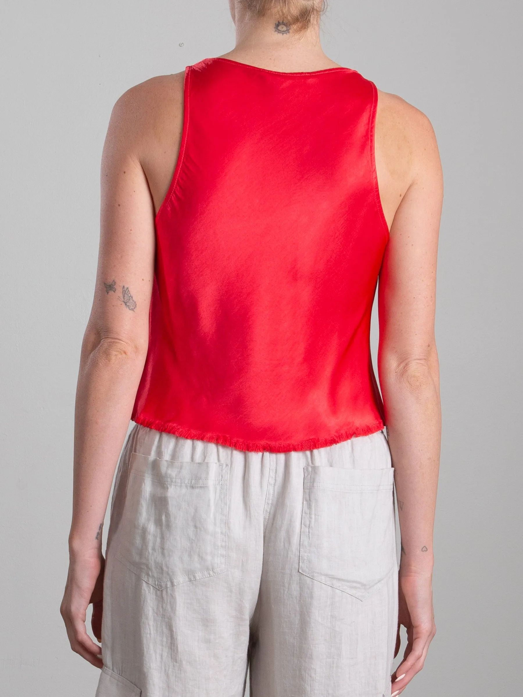 Maggie Tank in Vintage Satin - Maraschino