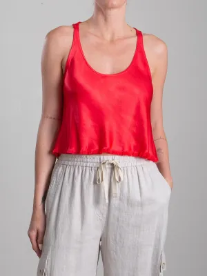 Maggie Tank in Vintage Satin - Maraschino