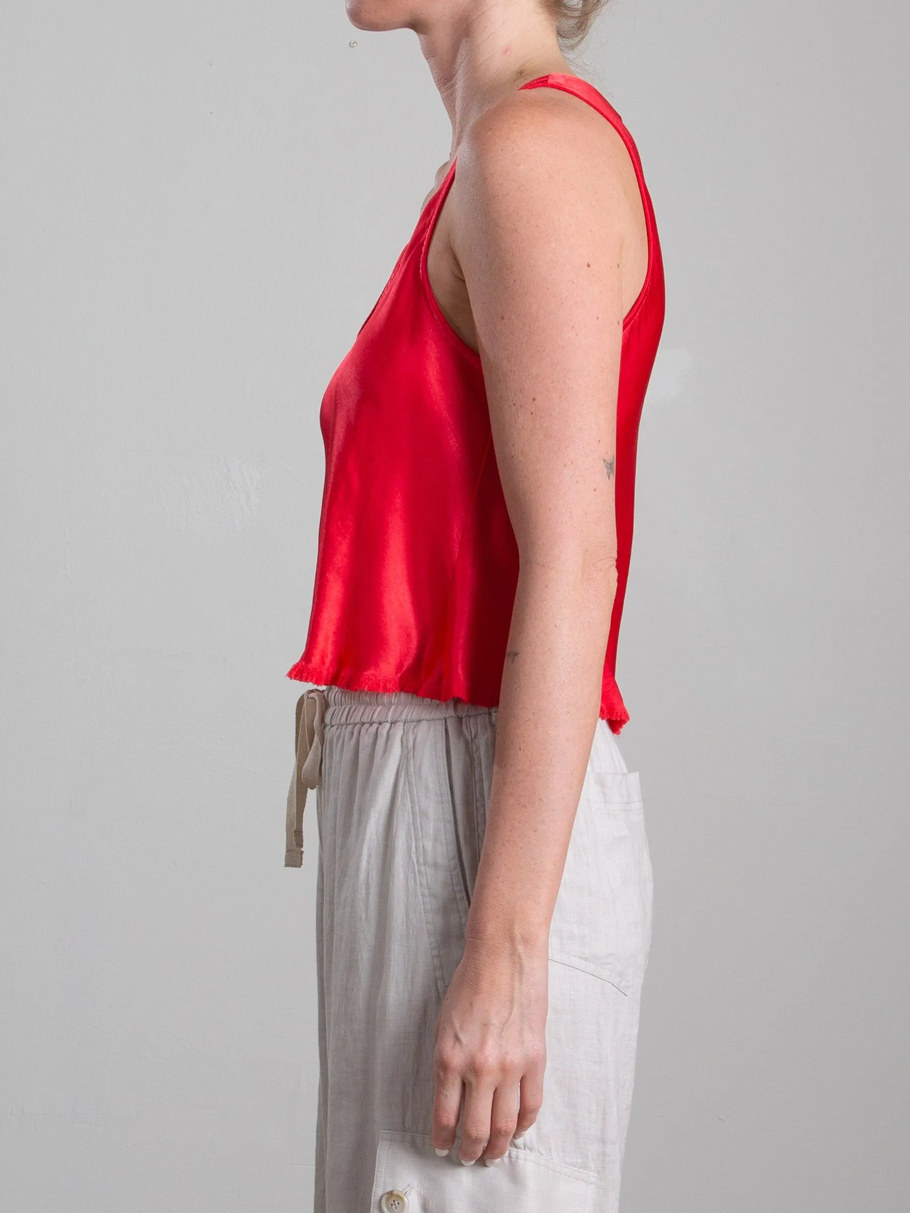 Maggie Tank in Vintage Satin - Maraschino