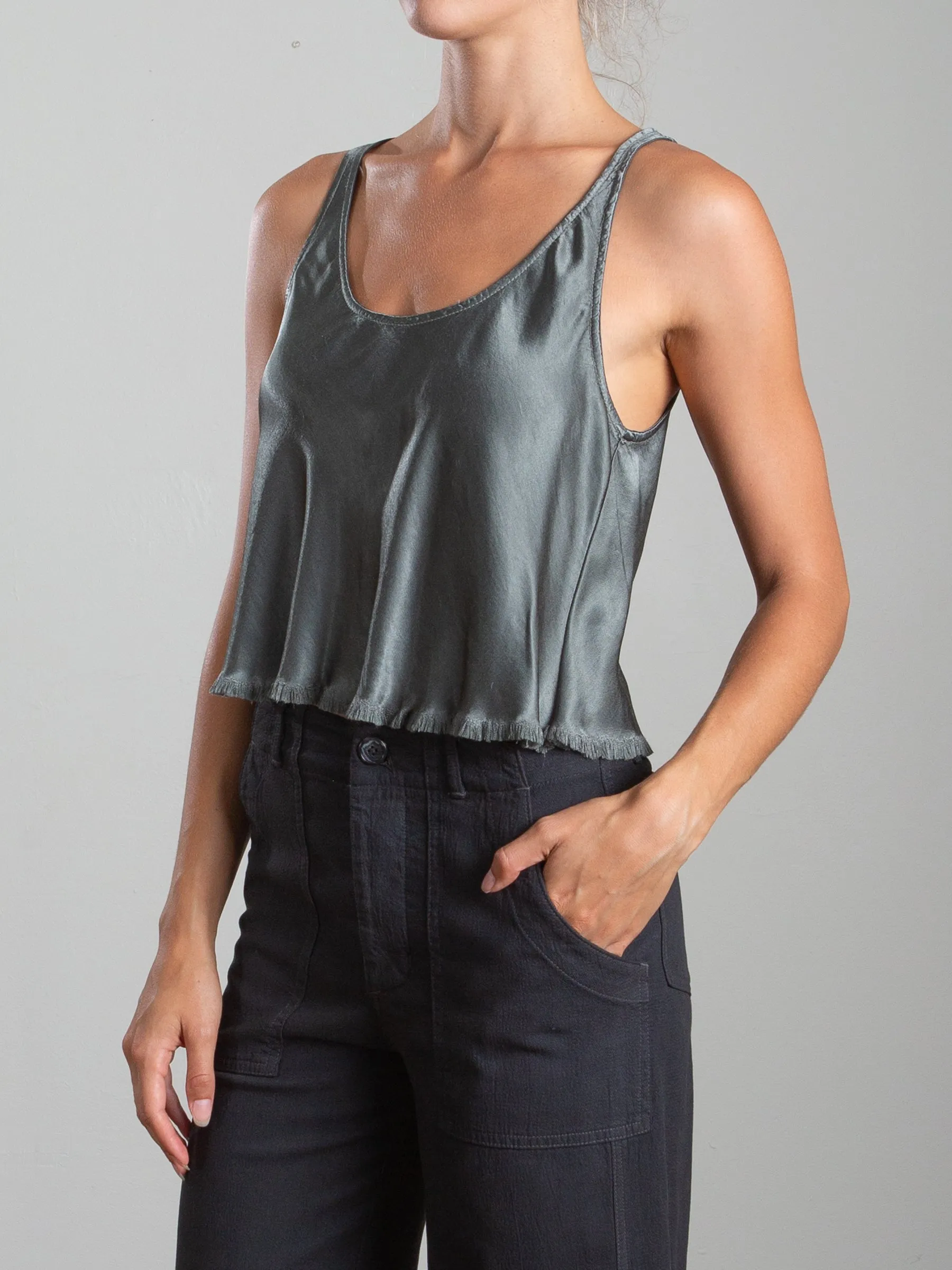 Maggie Tank in Vintage Satin - Nori