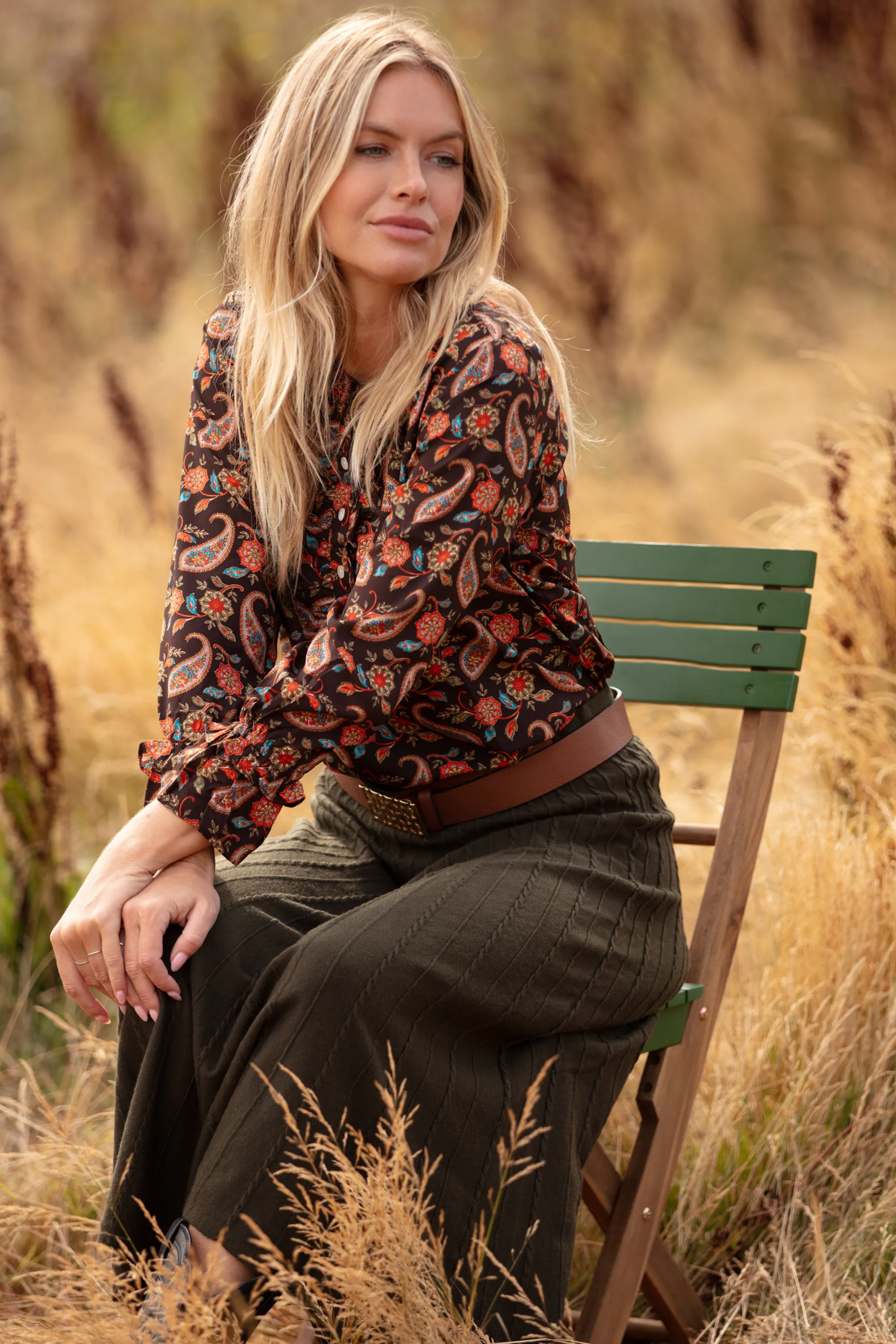 Meg Shirt in Chocolate Paisley