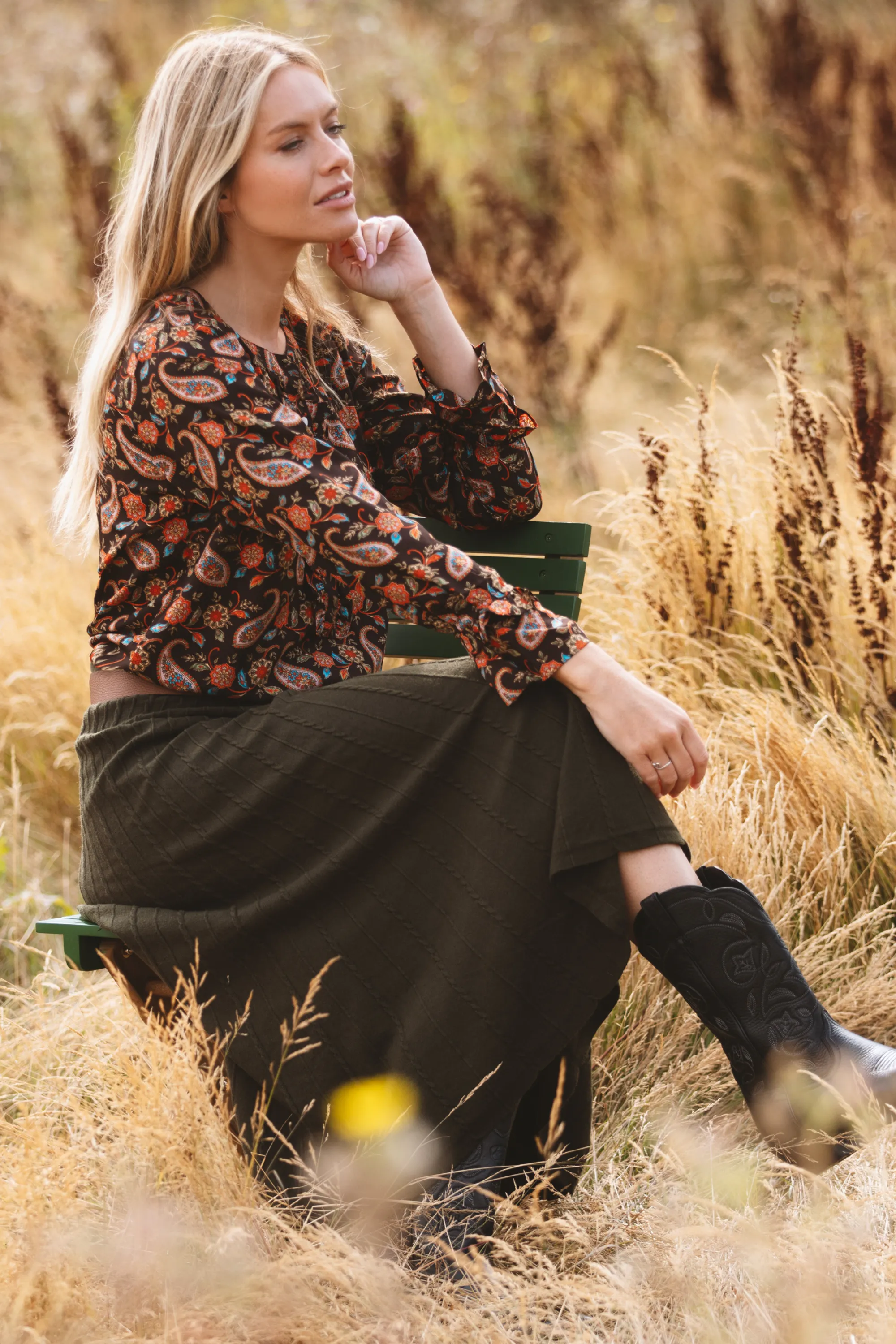 Meg Shirt in Chocolate Paisley