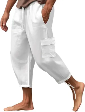 Mens Casual Elastic Waist Drawstring Lightweight Baggy Relaxed Fit Cargo Harem Yoga Travel Lounge Trousers Pants