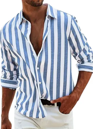 Mens Cotton Linen Henley Shirts Roll-up Long Sleeve Hip Hop Casual Quarter Button Summer Yoga Beach Vacation Tops