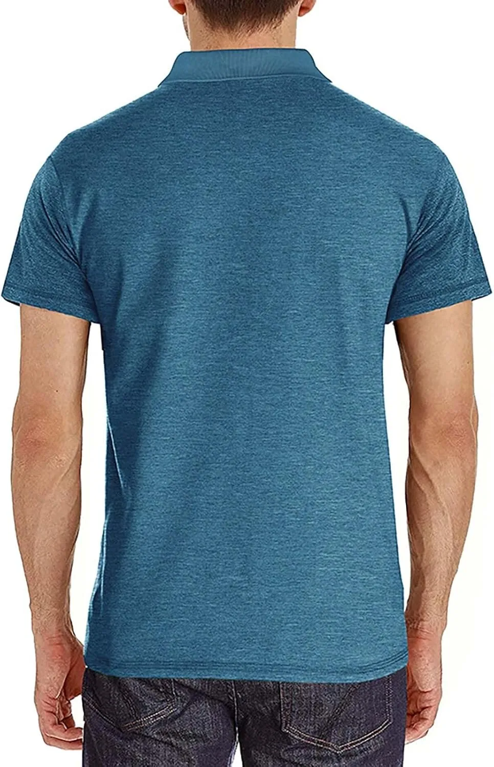 Men's Polo Shirts Casual Golf Short Sleeve Henley Shirts Button Down Solid Color Tees Classic Fit Tops with Pocket